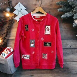 Women’s Holiday Grandmacore Christmas‎ Cardigan-Size M